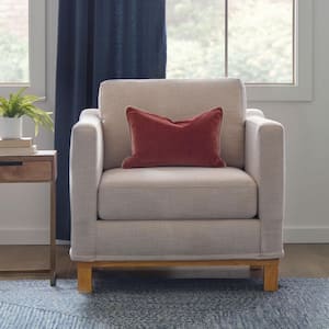 Kay Oat Upholstered Arm Chair with Wood Base