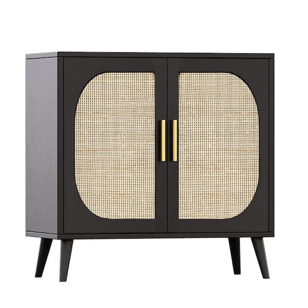 XUJMK 32 in. W x 12 in. D x 28 in. H Gray Linen Cabinet, Buffet Cabinet with 4-Compartments for Bathroom/Living/Hallway/Entry