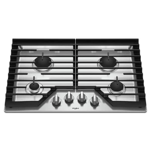 Whirlpool 30 in. Gas Cooktop in Stainless Steel with 4 Burners and