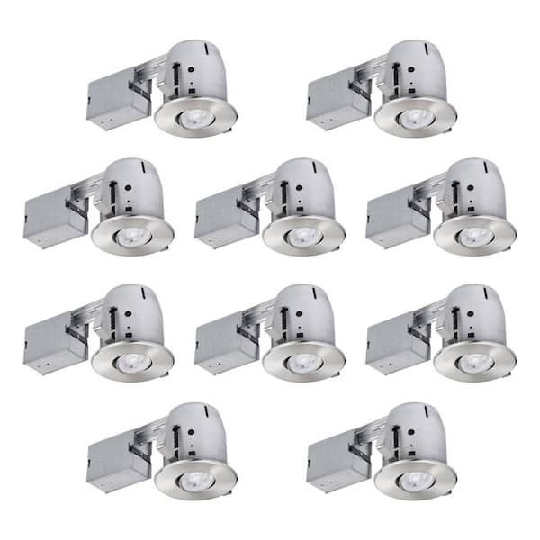 Globe Electric 4 in. Brushed Nickel Recessed Lighting Kit (10-Pack)