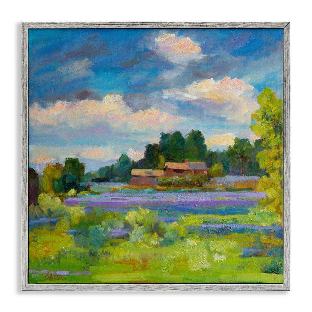 Lavender Countryside Landscape by Alexi Fine Gray Framed Nature Giclee Art Print 12 in. x 12 in. price history on PriceWatchPro