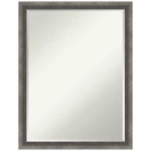 Burnished Concrete Narrow 20.25 in. x 26.25 in. Petite Bevel Modern Rectangle Wood Framed Bathroom Wall Mirror in Gray