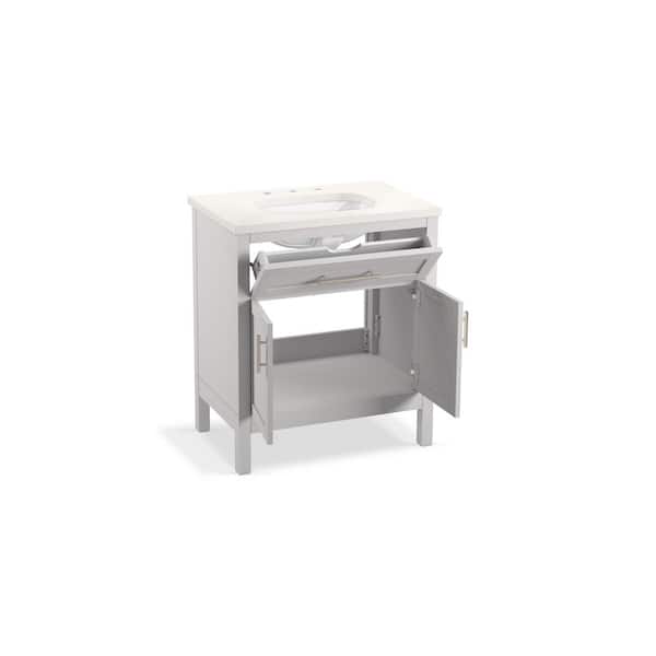 KOHLER Hadron 30.75in. Single Sink Freestanding Atmos Grey Bath Vanity with White Quartz Top Assembled