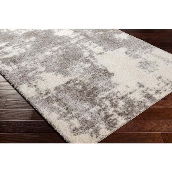 Cloudy Shag Off-White/Gray 8 ft. x 10 ft. Abstract Indoor Area Rug