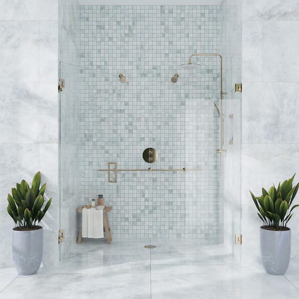 Splendor 12 in. x 12 in. Lappato Frosted Sky Blue Porcelain Mosaic Square Wall and Floor Tile (4.84 sq. ft./case)-5 Pack