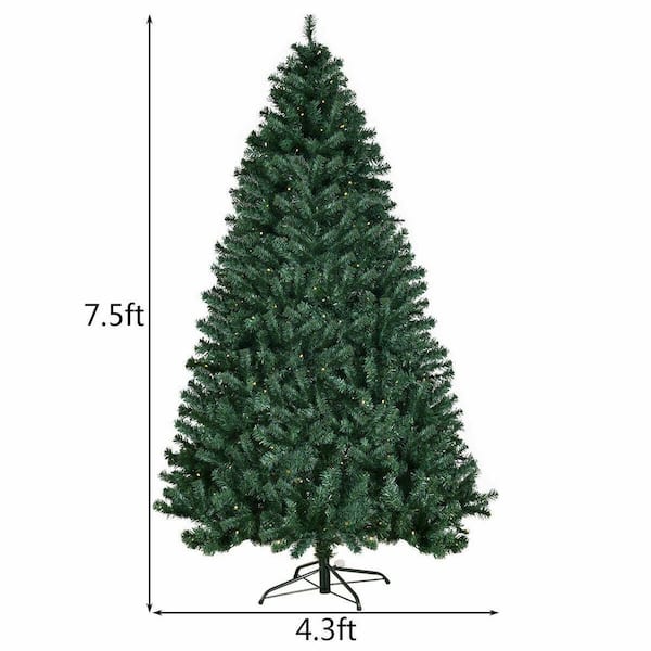 Costway 7.5 ft. Pre-Lit Hinged PVC Artificial Christmas Tree with