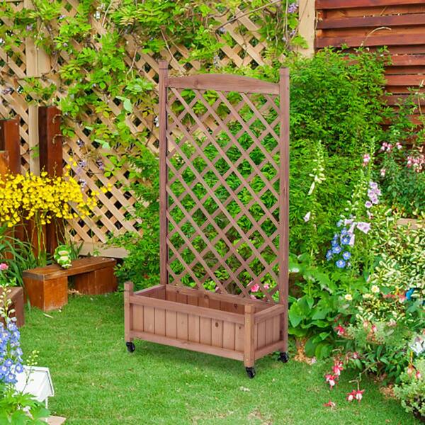 SpassWay Wood 11 in. L x 25 in. W x 42.3 in. H Bed with Trellis 2