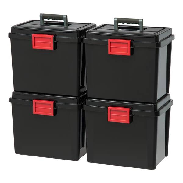 IRIS 19 Qt. Portable Weathertight File Storage Box in Black (4-Pack)
