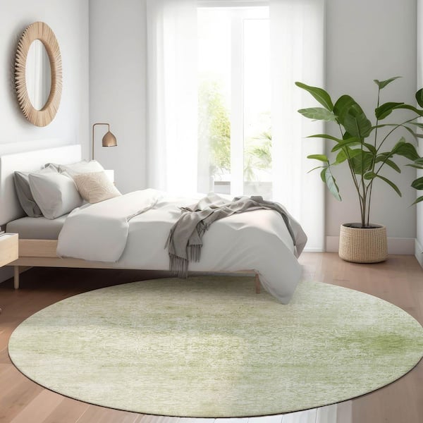 Chantille Machine Washable Indoor/Outdoor Abstract ACN1763 Sage 8 ft. x 8 ft. Round Rug
