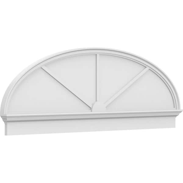 Ekena Millwork 2-3/4 in. x 74 in. x 25-3/8 in. Elliptical 3-Spoke Architectural Grade PVC Combination Pediment Moulding