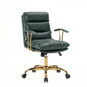 Regina Modern Adjustable Height Executive Pine Green Leather Office Chair with Armrests, Tilt and 360° Swivel