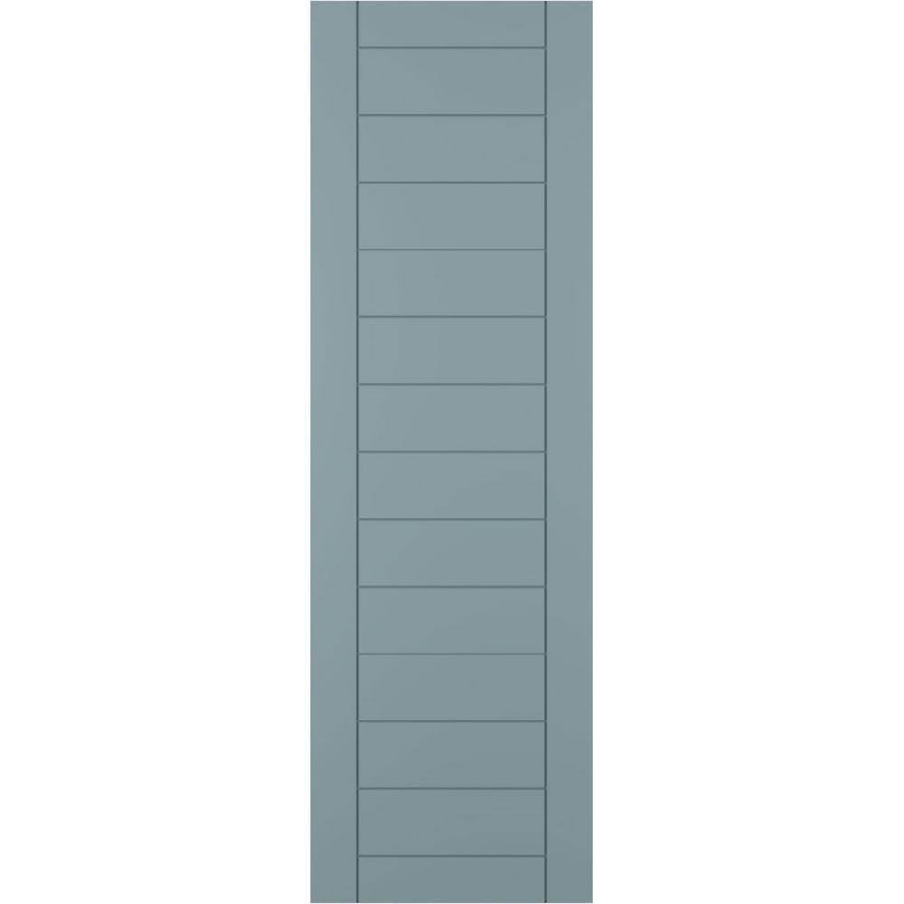 12 in. x 69 in. PVC Horizontal Slat Framed Modern Style Fixed Mount Board and Batten Shutters Pair in Peaceful Blue price history on PriceWatchPro