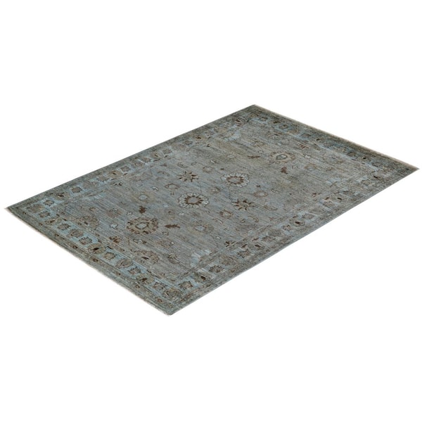 Overdyed Gray 4 x 6 Solid Wool Indoor Area Rug