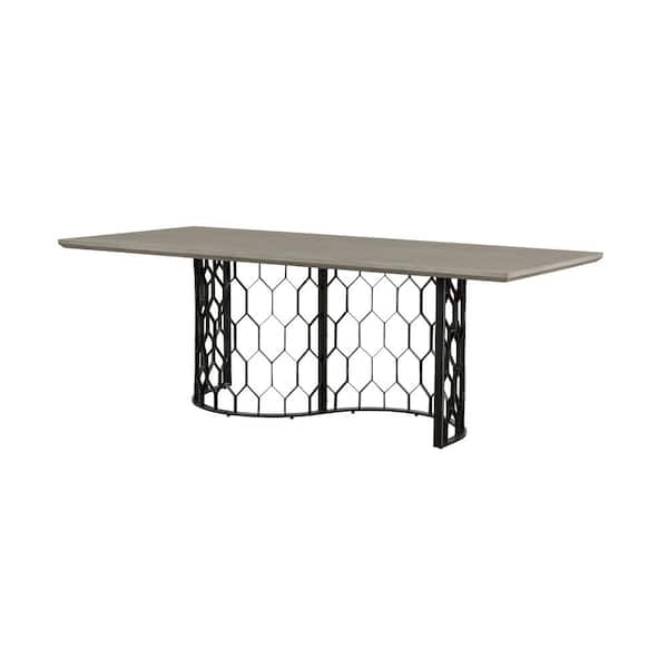 Armen Living Solange 87 in. W Rectangular Black Concrete Top and Metal Dining Table (Seats Up to 8)