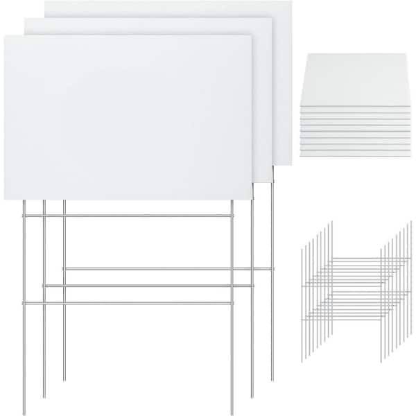 24 Pcs Blank Yard Signs with H Stakes 12 in. x 8 in. Corrugated Plastic Lawn DIY Double Sided Outdoor Signs