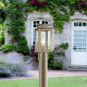 Stickland 10.5 in. 1-Light Vintage Pewter Cast Brass Hardwired Outdoor Rust Resistant Post Light with No Bulbs Included