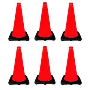 18 in. Orange Traffic Cone with Black Base 3 lbs. (6-Pack)