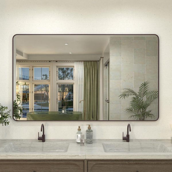 Hermitage Bath Kielo 60 in. W x 36 in. H Rectangular Framed Wall Bathroom Vanity Mirror in Oil Rubbed Bronze