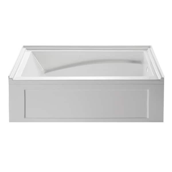 Kingston Brass Oriel 60 in. Acrylic Right Drain Rectangular Alcove Bathtub in White
