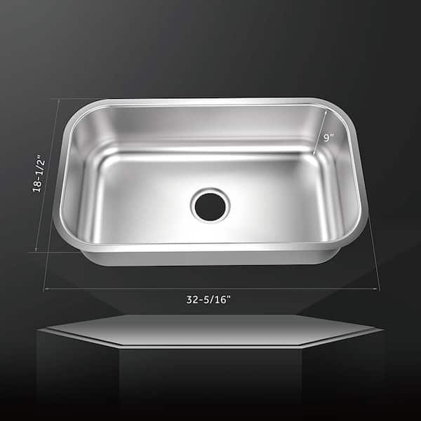 Glacier Bay Builder 32 in. Undermount Single Bowl 18 Gauge