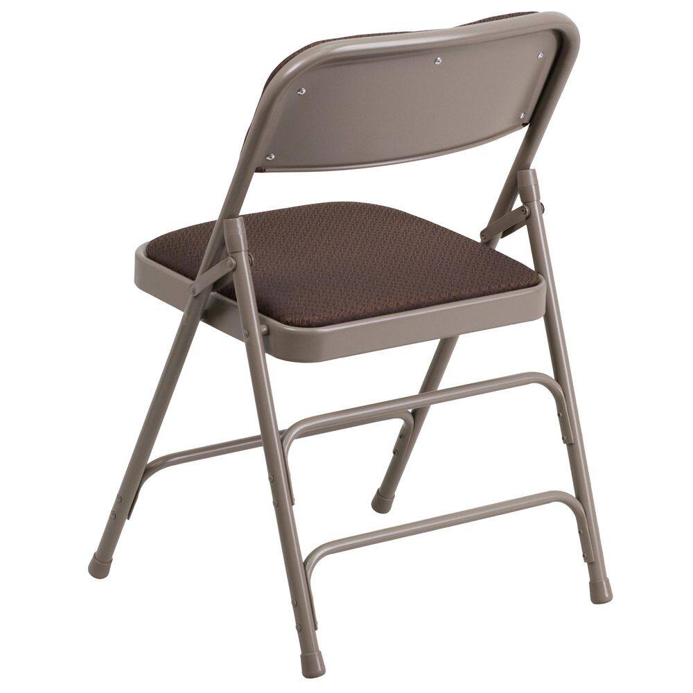Executive Brown Patterned Fabric Armless Metal Folding Chair