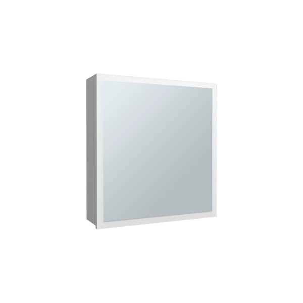 19.7 in. W x 21 in. H Rectangular Metal Surface Mount Medicine Cabinet with Mirror in White