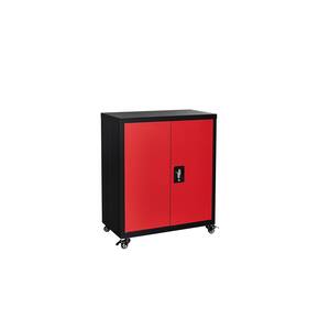 31.49 in. H 2-Tier Metal File Cabinet Locker in Red and Black