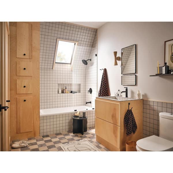 Gibson Single Hole Single-Handle Bathroom Faucet with Drain Assembly in Matte Black