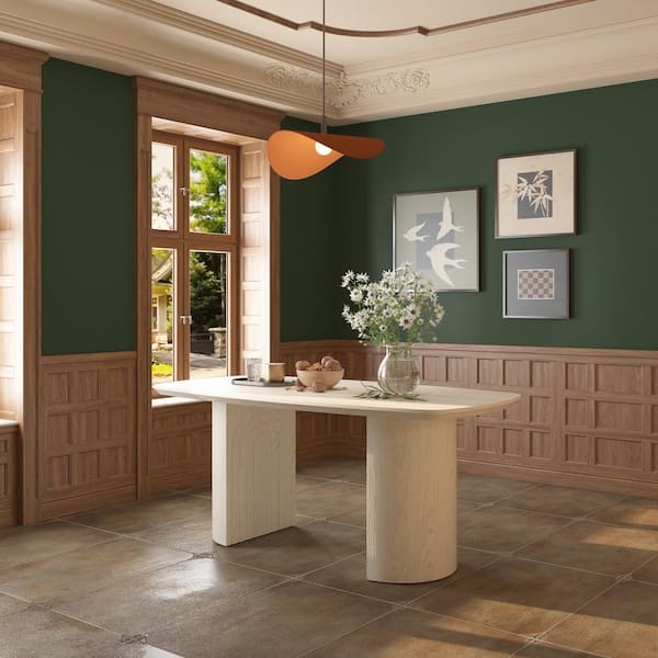 White Wood 70.87 in. Trestle Dining Table Seats-6