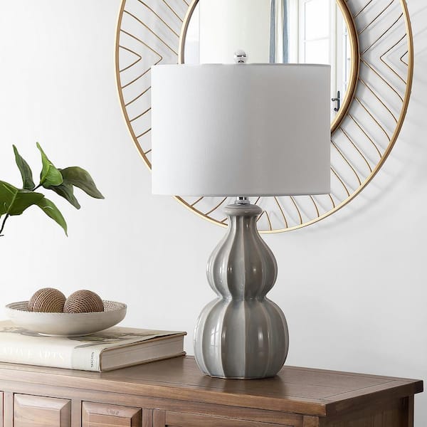 Wade 24.5 in. Gray Table Lamp with White Shade