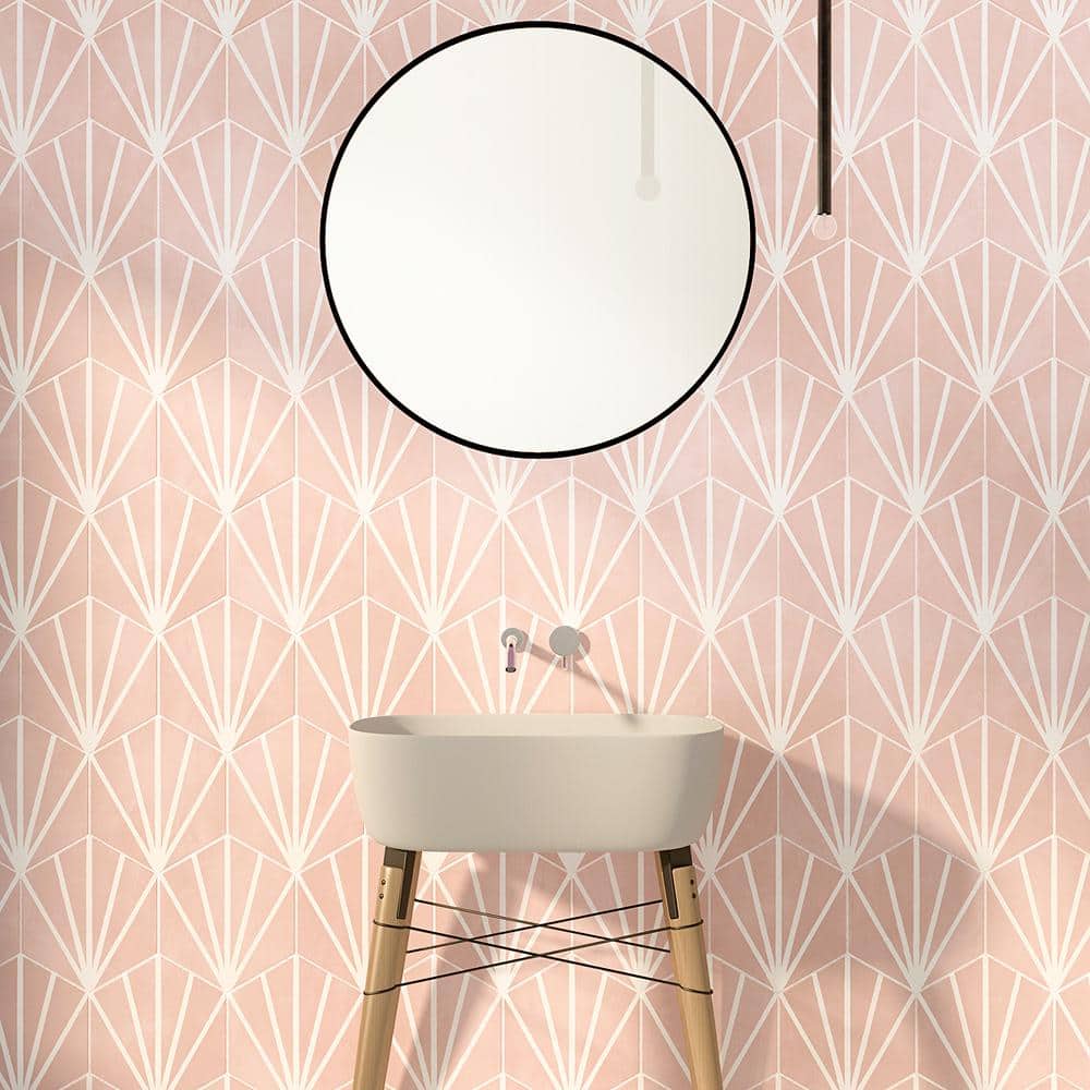 Blush Pink Matte Porcelain Hexagon Tile for Walls and Floors