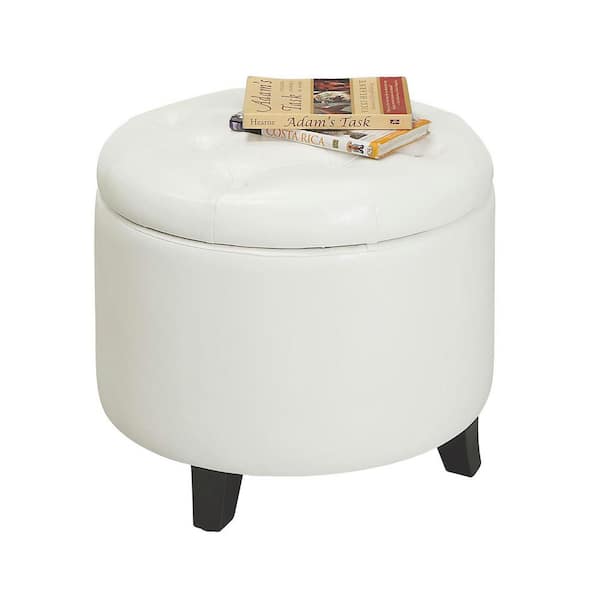 Modern Small Faux PU Leather Footstool Ottoman Footrest Stool Seat Chair  Foot Stool,Ivory