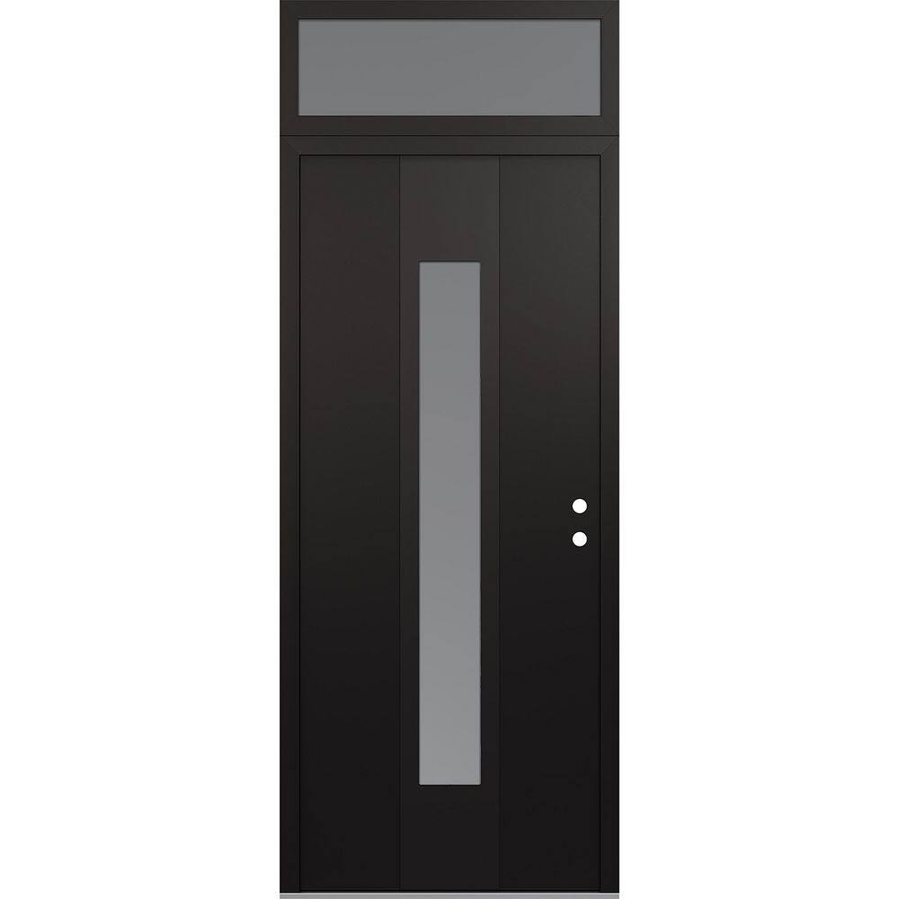 A1 36 in. x 96 in. Panel Black Left-Hand/Inswing Frosted Glass Black/White Transom Steel Prehung Front Door price history on PriceWatchPro