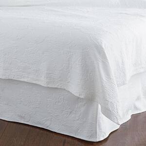 Putnam Matelasse 18 in. White Cotton Full Bed Skirt