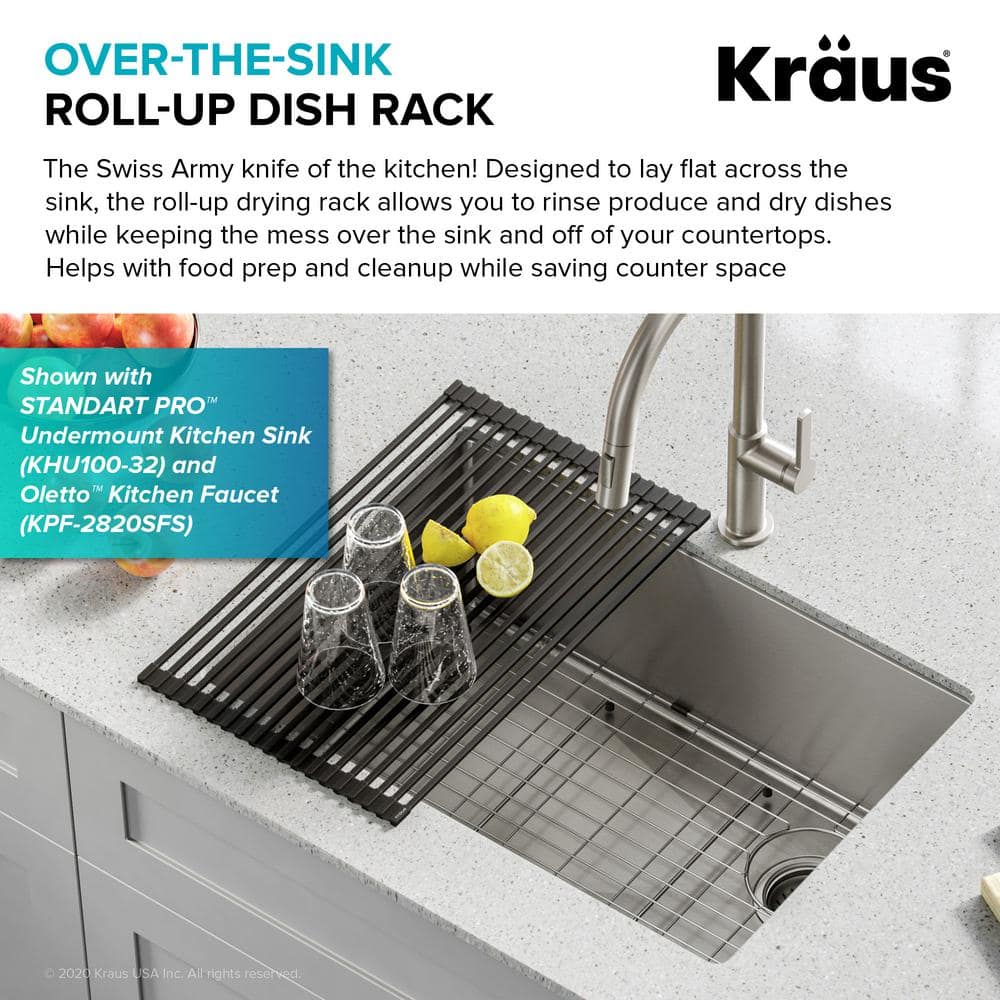 20.5-inch Gray Stainless Steel Foldable Over-Sink Dish Drying Rack