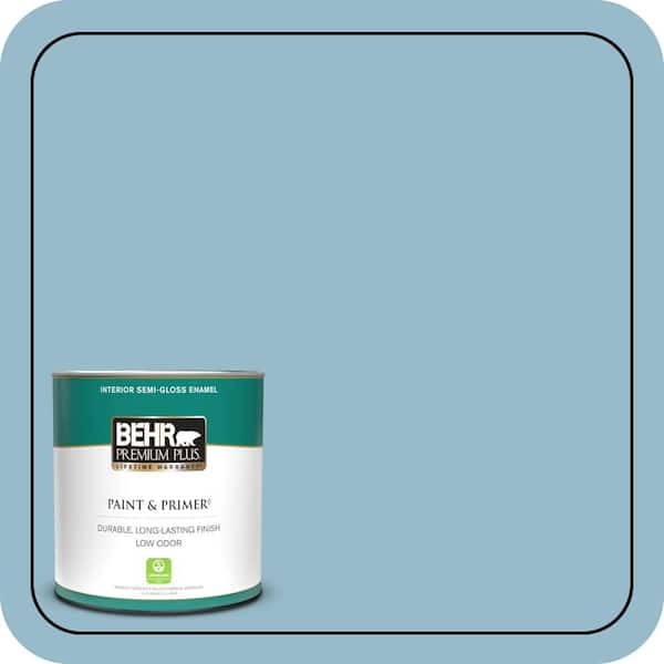 BEHR PREMIUM PLUS 1 qt. #S480-3 Sydney Harbour Semi-Gloss Enamel Low Odor Interior Paint & Primer