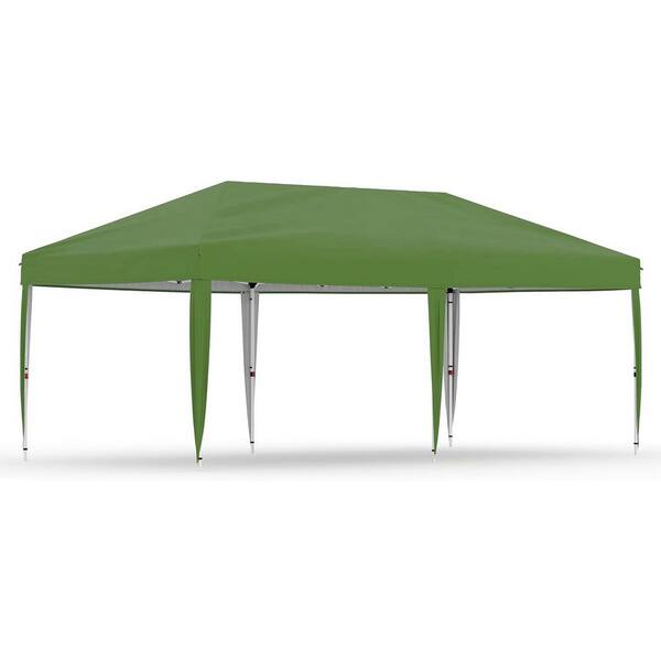 Garvee 20 ft. x 10 ft. Instant Pop Up Canopy Tent Easy Setup Sun Shelter in Green with Adjustable Height
