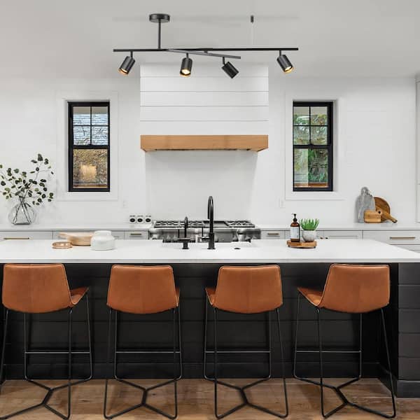 West 3.48 ft. 4-Light Matte Black Flexible Track Lighting Kit with Center Swivel Bar