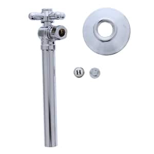 3/8 in. O.D. Comp x 1/2 in. SWT Quarter-Turn Angle Supply Stop Valve w/Cross Handle and 5 in. Extension, Chrome Plated