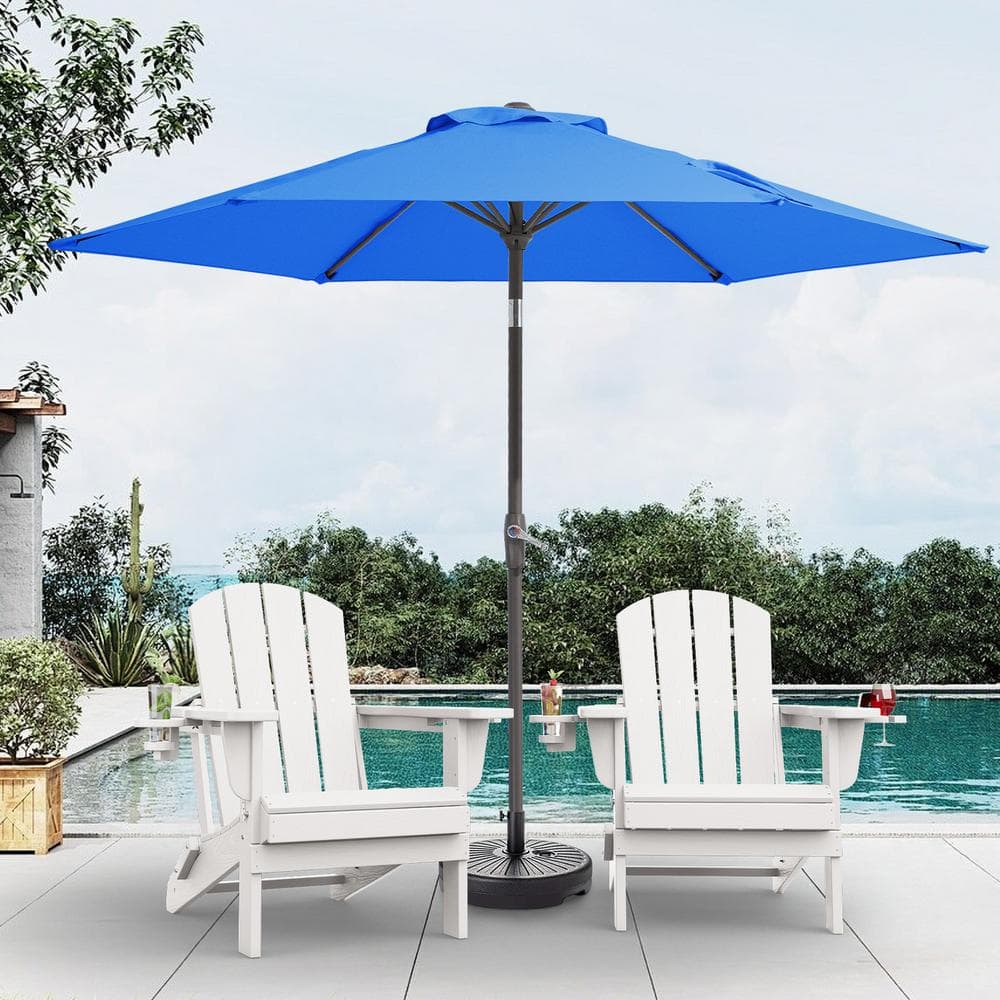 7.5 ft steel market patio umbrella in denim JEAREY 7.5 ft. Steel Outdoor Market Patio Umbrella with Tilt Crank in Blue  CX7.5FT-Black