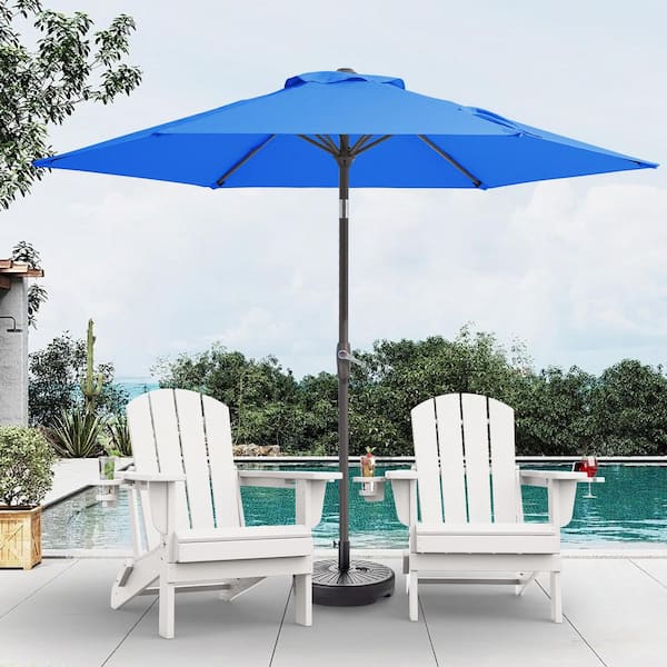 JEAREY 7.5 ft. Steel Outdoor Market Patio Umbrella with Tilt Crank in Blue