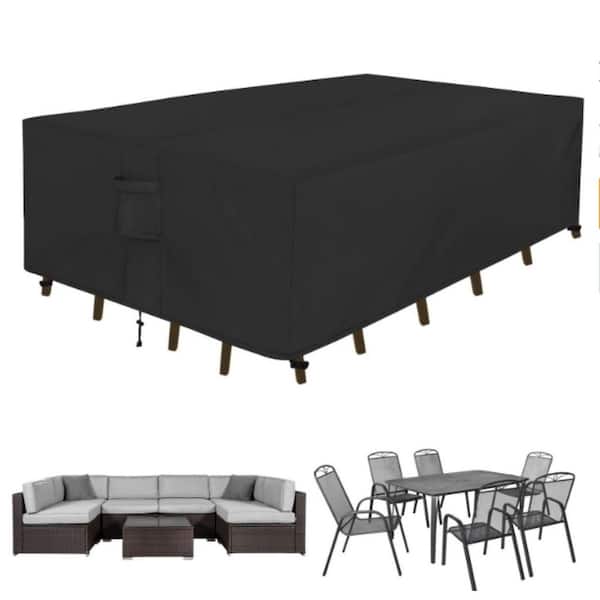 Unbranded Rectangular Patio Furniture Set Waterproof Outdoor Dining Table And Chair Cover, 103 in. L x 75 in. W x 28 in. H, Black