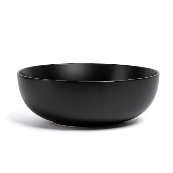 Coupe 10.3 in. 102.4 fl. oz. Semi-Matte Black Hand-Finished Stoneware Low Serving Bowl