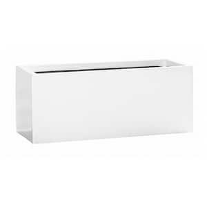 Balcony Small 19.7 in. W Glossy White Fiberstone Indoor Outdoor Modern Rectangle Planter