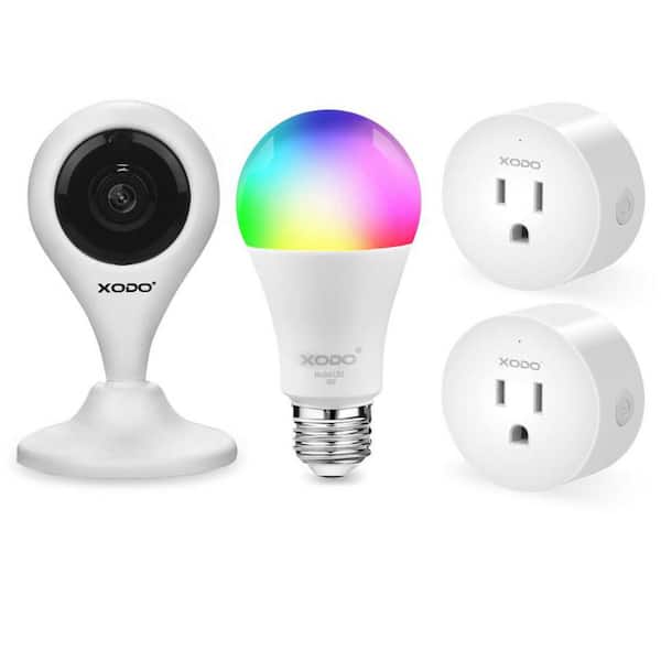 Xodo Smart Home Security Surveillance Kit with 1080p Camera, 60-Watts Smart Bulb,Smart Home Plug, App Controlled,Easy install
