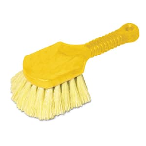 8 in. Long Handle Scrubbing Pad Brush, Yellow/Gray (6-Count)