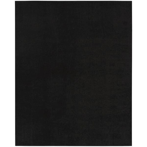 Essentials 10 ft. x 14 ft. Black Solid Contemporary Indoor/Outdoor Patio Area Rug