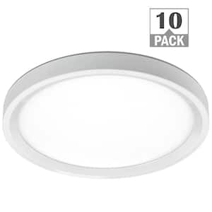 11 in. Low Profile White Closet Light LED Flush Mount Ceiling Light 1000 Lumens 3000K 4000K 5000K (10-Pack)