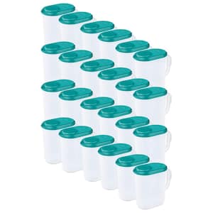 Sterilite 2 Qt Clear Plastic Drink Pitcher with Leak Proof Lid, Blue (18  Pack) 