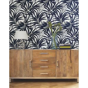 Blue Bali Leaves Peel and Stick Wallpaper 45 sq ft